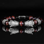 Double Leopard Head BraceletsBraceletSilver red white cz