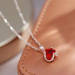 New Romantic Red Natural Zircon Necklace for Women Rose Gold