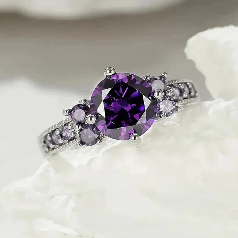 CAOSHI Noble Purple Cubic Zirconia Women's RingT04108