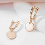 585 Rose Gold Zircon Disc Dangle Earrings for Women
