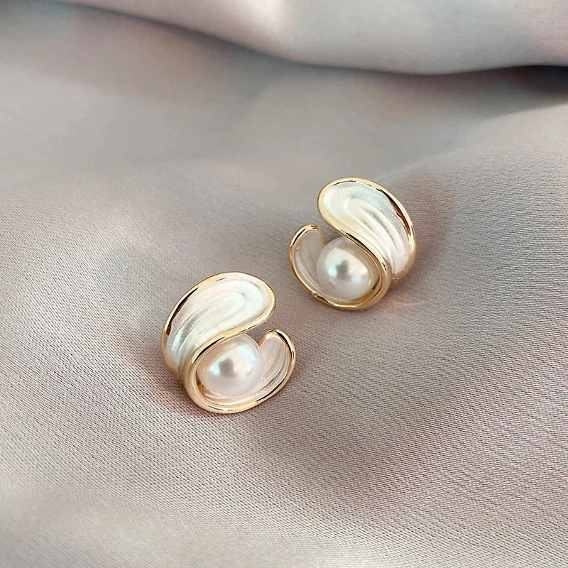Exquisite Pearl & Enamel Earrings for Women