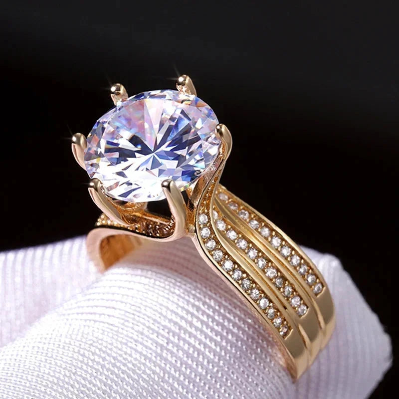 Cubic Zirconia Moissanite Ring Gold for WomenF70410