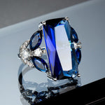 Sapphire Square Crystal Silver RingRing5