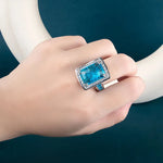 Sapphire Square Cut 925 Sterling Silver RingRing6