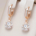 585 Rose Gold Zircon Drop Earrings for Women