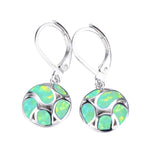 Fire Opal Long Dangle Earrings For Women Cute Round GeometricGreen