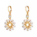 Luxury Crystal Zircon Flower Copper Dangle Earrings WomenCopper EarringsCHINA