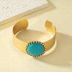 Turquoise Metal Bangle with Distressed Vintage LookGD
