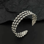 Creative three-layer round bead gold-plated stainless steel women's bracelet, waterproof and rust-free, couple braceletSilver