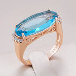 585 Rose Gold Blue Oval Ring for Women