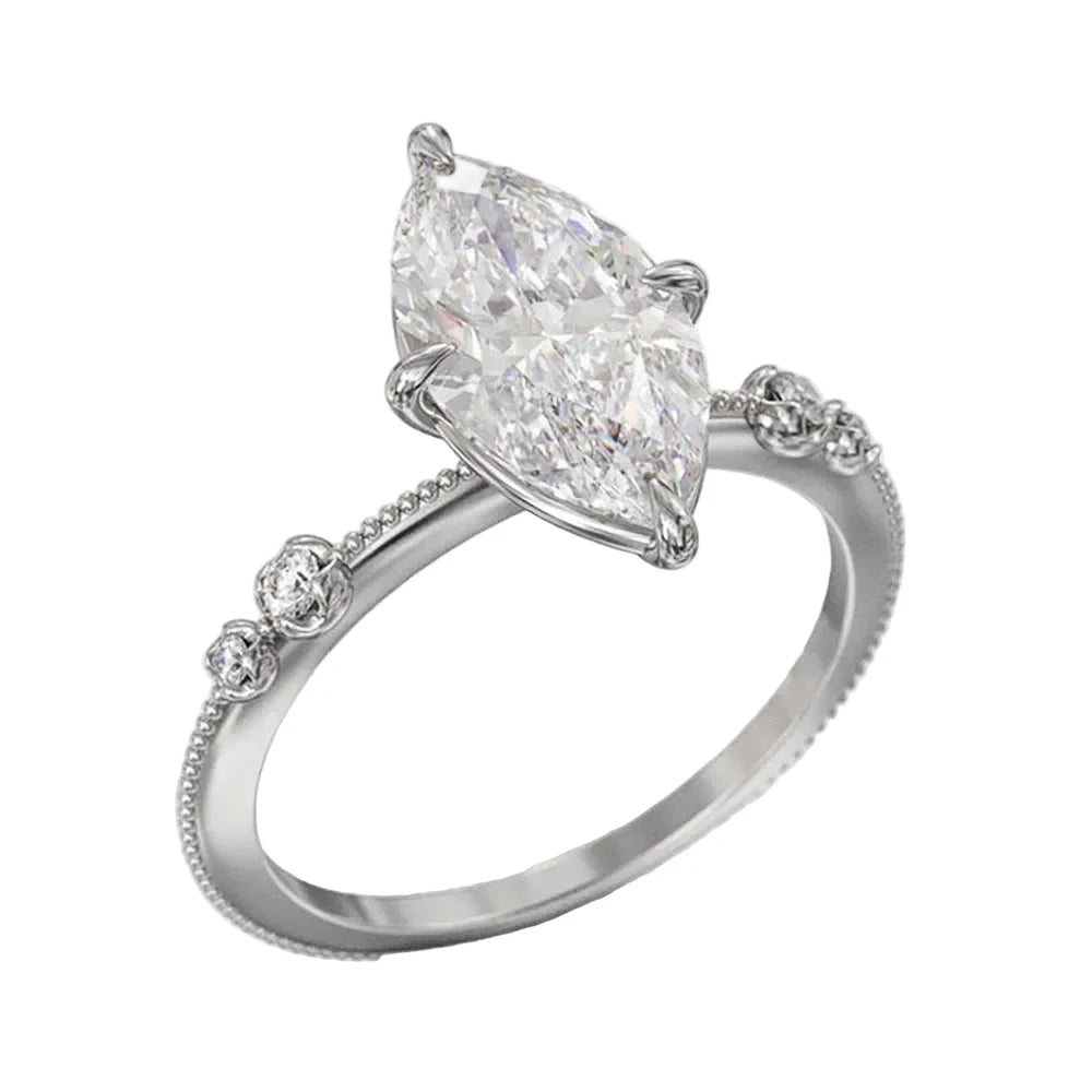 Crystal Marquise Cubic Zirconia Thin Ring for Women