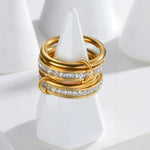 Stainless Steel Jewelry 4pcs Luxury Zircon Stack Ringsgold color7