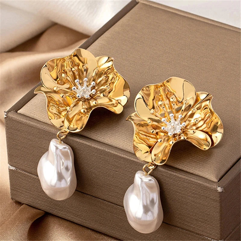 Flower Pearl Earrings for Women