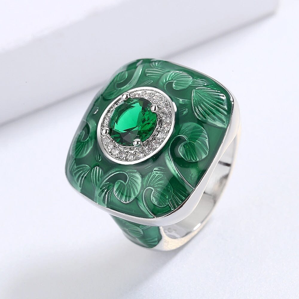 Handmade Enamel Emerald RingRing
