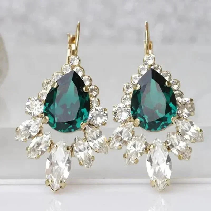 Luxury Green Crystal Drop Earrings – Women's Anniversary GiftAER575XS