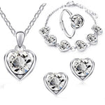 Blue Crystal Ring Necklace Earrings Set Wedding Jewelry SetsStyle2 WhiteG
