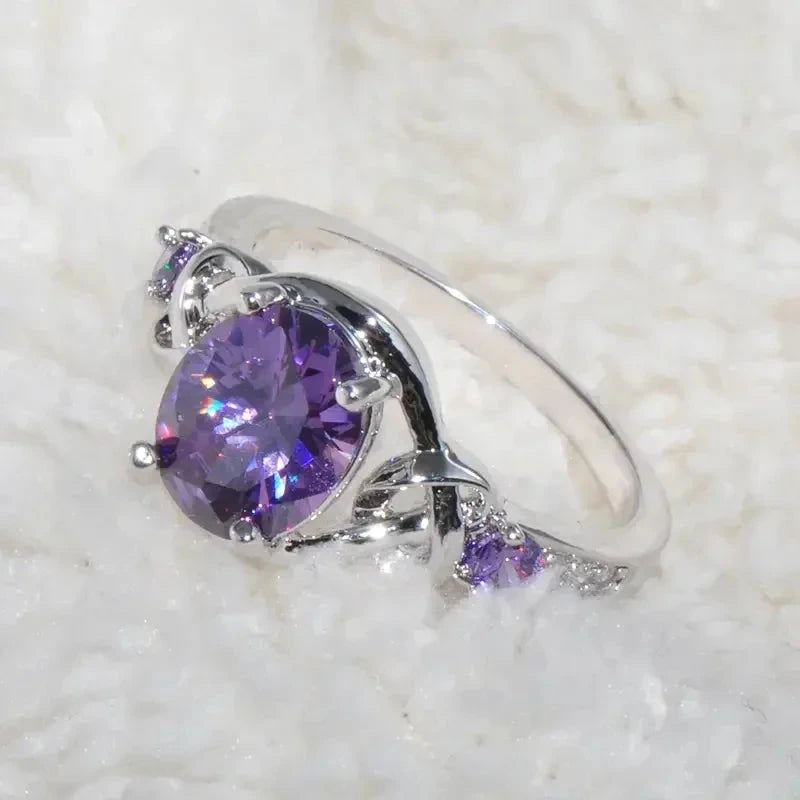 Luxury Oval Purple Cubic Zirconia Women Rings