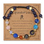 12 Zodiac Signs Natural Stone BraceletAquariusAdjustable