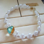 Pearl Green Opal Earrings and Choker NecklaceJewelry Setsnecklace
