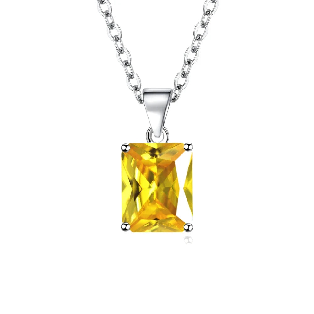 9*10mm Ice Cut Topaz High Carbon Diamond Pendant NecklaceYellow