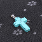 1pcs Fashion Natural Stone Pendant Only CrossBlue Turquoise