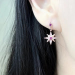 Magical Starburst Garnet Rose Gold 925 Sterling Silver EarringsEarrings