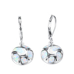 Fire Opal Long Dangle Earrings For Women Cute Round GeometricWhite