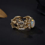 Luxury Crystal Opal Adjustable Ring Women Fashion Exquisite