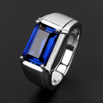Sapphire and Emerald Stone Solitaire Eternity Square Silver Resizable RingRing