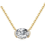 Oval Moissanite Pendant Necklace for Women1.5ct Oval-GoldCHINA