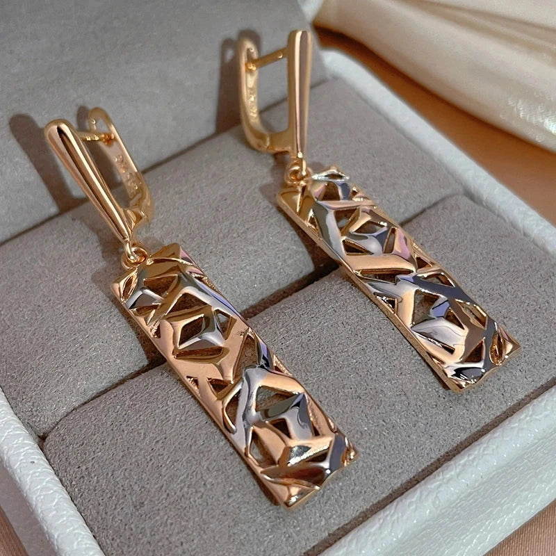 Geometric Hollow Earrings – Rose Gold & Silver