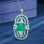 Vintage 12*12mm Emerald Ruby Pendant Cocktail NecklaceNecklaceEmerald