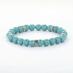 Natural Stone Beads Bracelets Lucky Charm 8mm Blue Turquoises Couple Bracelets2-Turquoises