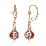 Red Natural Zircon Dangle Earrings For Women 585 Rose GoldROSE GOLD COLORCHINA