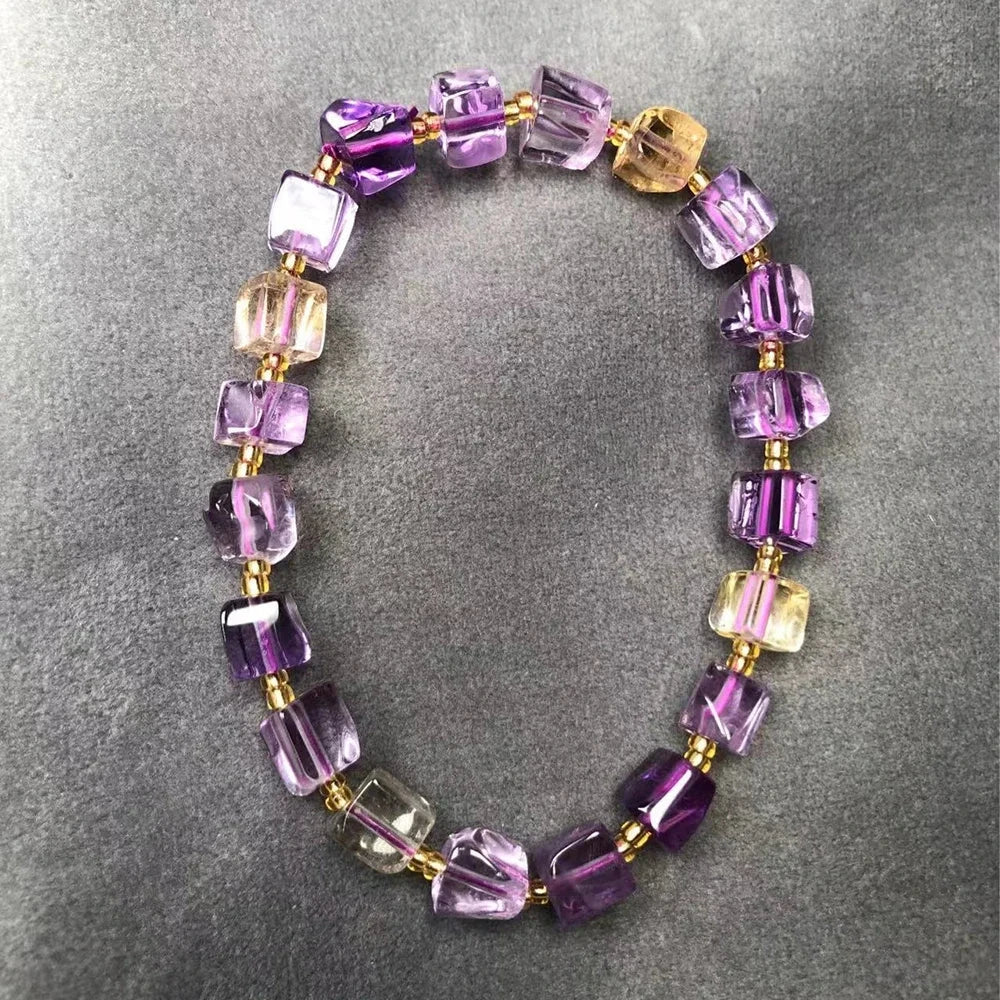 Natural Amethyst Citrine with shape cube bracelet