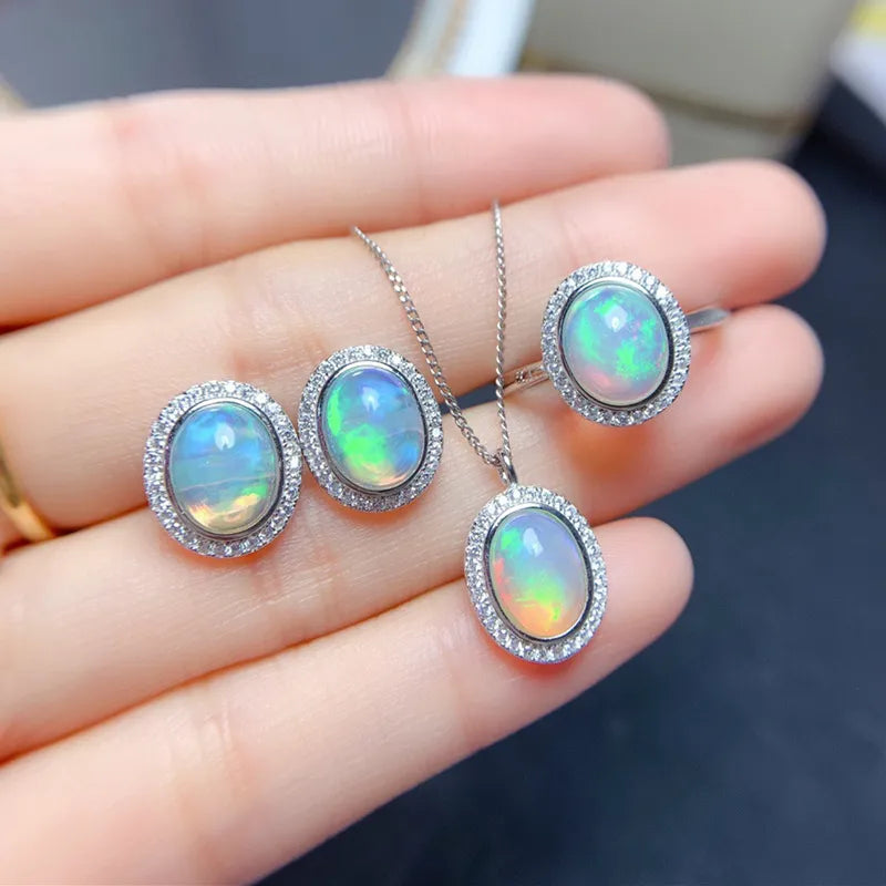 7*9MM Opal Ring, Necklace, Earring and Jewelry SetJewelry SetsALL Set4.5