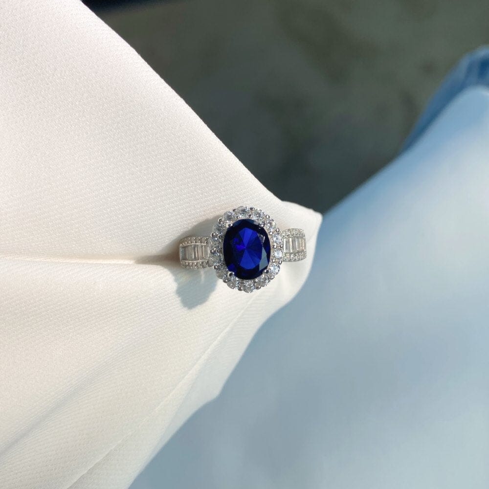 Oval Sapphire Vintage Cut 925 Sterling Silver RingRing