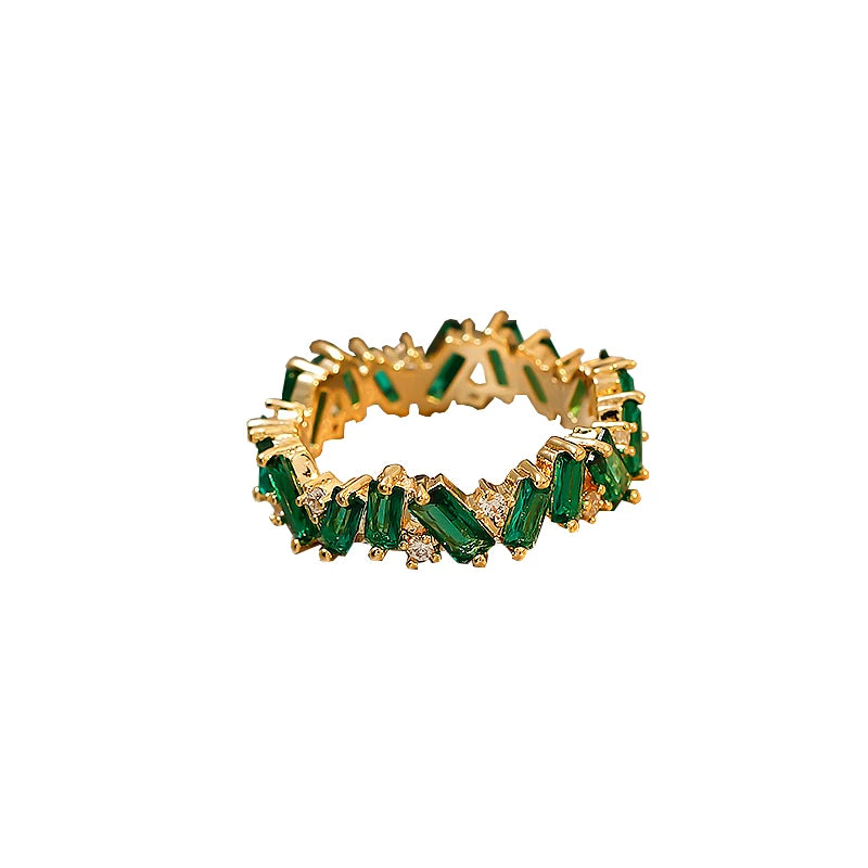 French Elegant Emerald Irregular Neo-gothic Rings