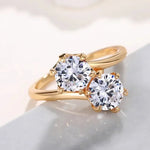 Unique Double CZ Design Women Rings Luxury Fashion Wedding Band Accessories Party Temperament Elegant Female Jewelry New