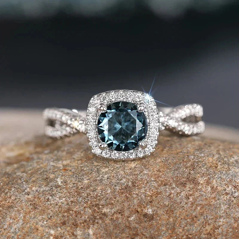Luxury Blue Zirconia Wedding BandT02056