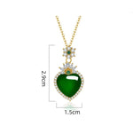Love Heart-Shaped Emerald & Green Chalcedony Pendant NecklaceNecklace