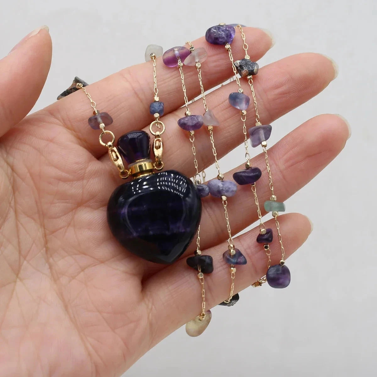 Natural Stone Amethyst Perfume Bottle Pendant25x40mm