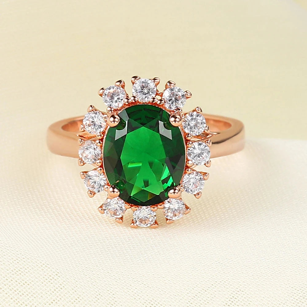 Elegant Green Crystal Ring for Women – ZHOUYANG R088