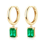 Simple Emerald Drop Earrings 925 Silver Yellow Gold Water Drop EarringGold