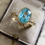 Two-Piece Sky Blue Oval Ring Set for Women