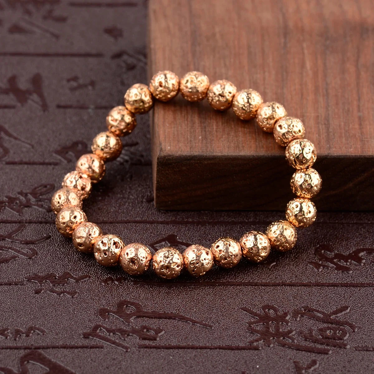 Lava Stone Bead Bracelet – Gold/Silver Unisex