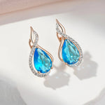 585 Rose Gold Flash Blue Drop Natural Zircon Micro Wax Setting Earrings For Women