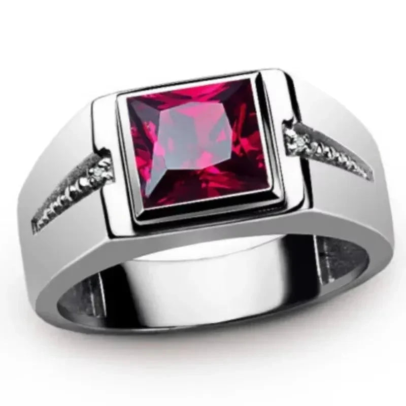 European Style Red/Green Zircon Ring – Unisex Design
