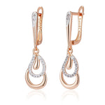 Luxury Long 585 Rose Golden Dangle Earrings For WomenROSE GOLD COLORCHINA