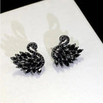 Elegant Rhinestone Black Swan Earrings for WomenED1460-1